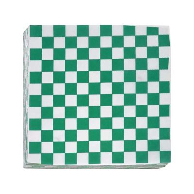 Deli Sandwich Wraps Basket Liners and Food Wrapping Liner Papers by Feronia Packaging of 10 pack (Green checked)
