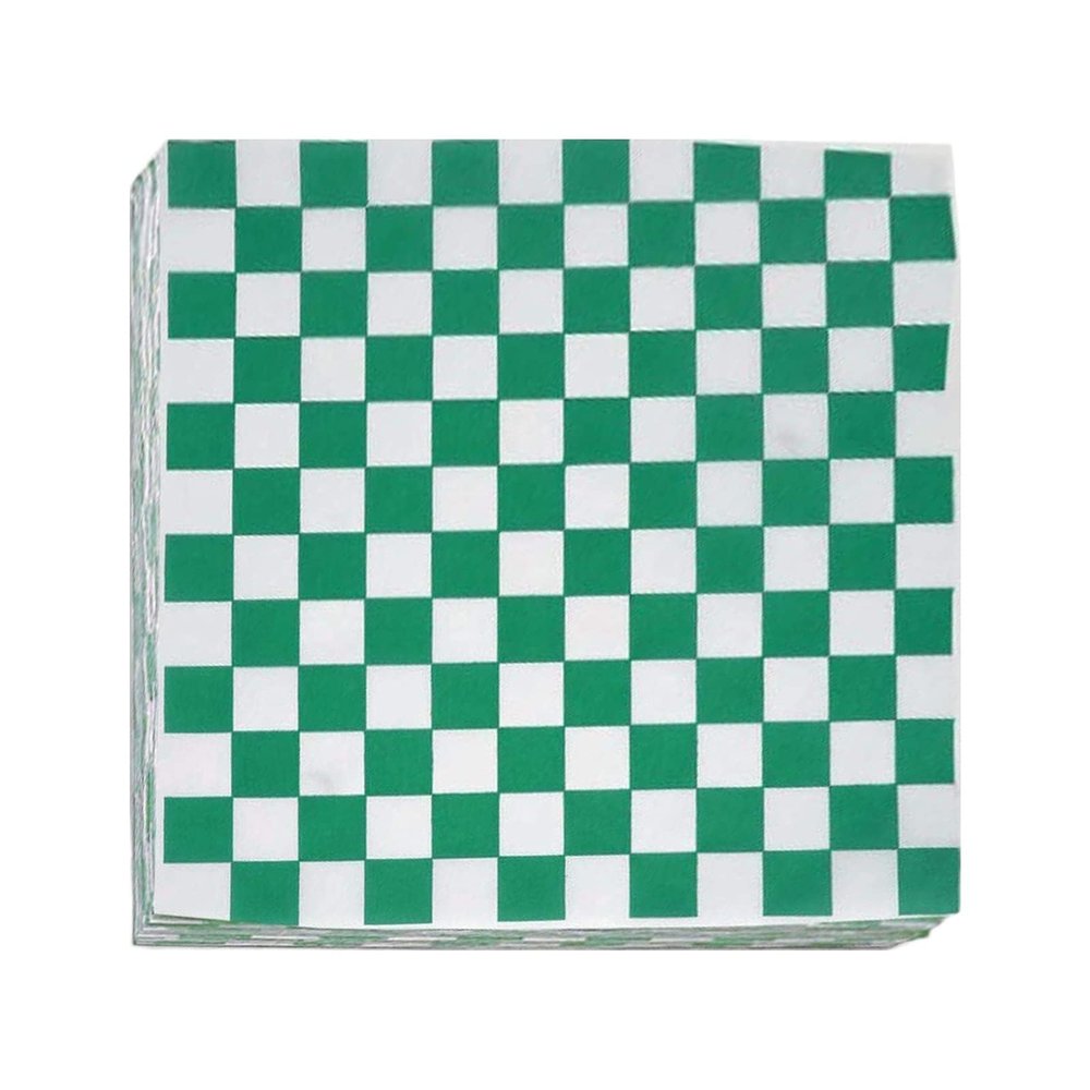 Deli Sandwich Wraps Basket Liners and Food Wrapping Liner Papers by Feronia Packaging of 10 pack (Green checked)