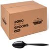 2000 Plastic Spoons Black Medium Weight | Plastic Cutlery Disposable Teaspoons Utensils | Bulk Durable Plasticware Cutlery | Great For Celebrations, Parties, Travels, Events, And Everyday Use view 1