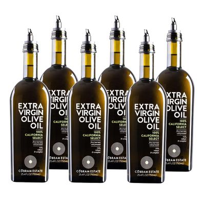 Cobram Estate California Select Extra Virgin Olive Oil - First Cold Pressed, Non-GMO, Keto Friendly, High in Antioxidants, Fruity & Balanced - Cold Pressed Olive Oil Bottle EVOO - 750 ml (Pack of 6)