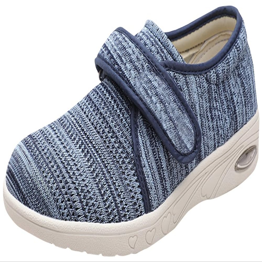 ACE SHOCK Mens Diabetic Shoes Wide Width Lightweight Elderly Walking Shoes with Adjustable Closure Air Cushion Sneakers for Plantar Fasciitis Bunions Swollen Feet (9.5, Blue)