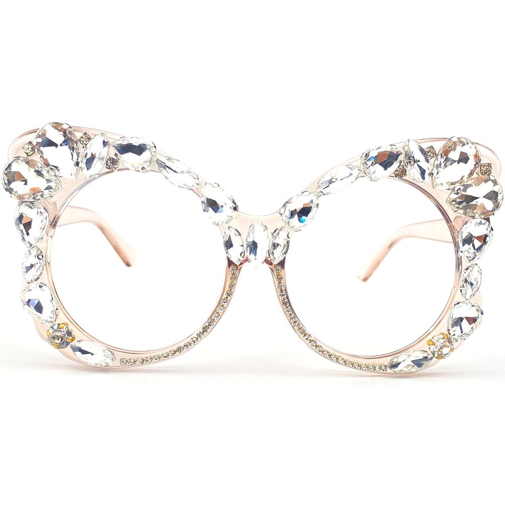 mincl Oversized Cat Eye bling Rhinestones Reading Glasses Female Crystal Frame Eyewear Diamond Reader for Women (brown, 0, multiplier_x)