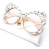 mincl Oversized Cat Eye bling Rhinestones Reading Glasses Female Crystal Frame Eyewear Diamond Reader for Women (brown, 0, multiplier_x) view 3