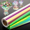 Seajan 32 in x 200 ft Iridescent Cellophane Wrap Roll, Rainbow Wrapping Paper Holographic Cellophane Wrap for Baskets Flower Bouquet DIY Treats Christmas Gifts Wrapping(Red and Golden Iridescence) view 1