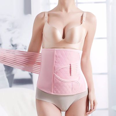 2 in 1 Postpartum Support Recovery Belly Wrap Postpartum Girdle C-Section Recovery Belt Back Support Belly Support Abdominal Binder for Post Surgery Recovery,M,Pink