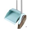 Broom and Dustpan Set Broom Dustpan Combo,Dust Pan Household Broom Mane Bristle Blue AAA Two Pcs -Square view 1