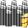 Bokon 100 Pcs 12 oz Rimmed Swirl Clear Plastic Cups with Rim Fancy Disposable Tumblers Cups Plastic Wine Glasses Elegant Wedding Tumblers for Party Holiday(Black Swirl) view 1