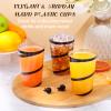 Bokon 100 Pcs 12 oz Rimmed Swirl Clear Plastic Cups with Rim Fancy Disposable Tumblers Cups Plastic Wine Glasses Elegant Wedding Tumblers for Party Holiday(Black Swirl) view 4