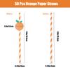 50 Pcs Orange Striped Paper Straws Disposable Drinking Straws Orange Fruit Straws for Fall Leaf Autumn Wedding Baby Shower Decorations Birthday Party Supplies, 0.24 X 7.76 Inches view 3