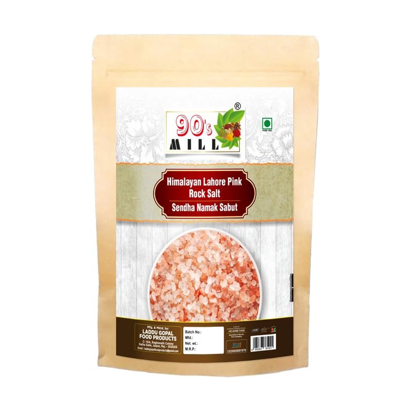90's MILL Sabut Himalayan Pink Rock Salt | 100% Pure Whole Pink Salt Crystals with Natural Trace Minerals | Gourmet Quality Himalayan Rock Salt Chunks | For Healthy Cooking-850GM*1Pack