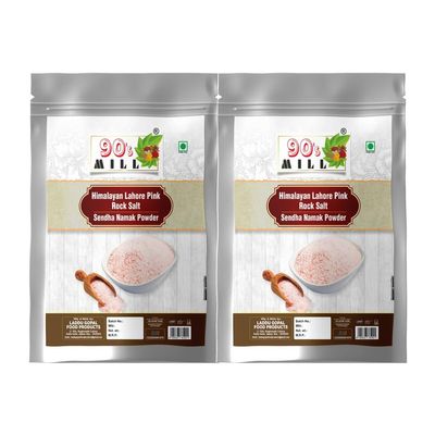 90's MILL Organic Lahori Sendha Sindhav Saindhava Sandha Namak Lavana | Additive-Free, Gourmet Grade, Signature Quality | Rock Salt for Everyday Cooking | Vrat Upwaas Ka Namak-200GM*2Pack