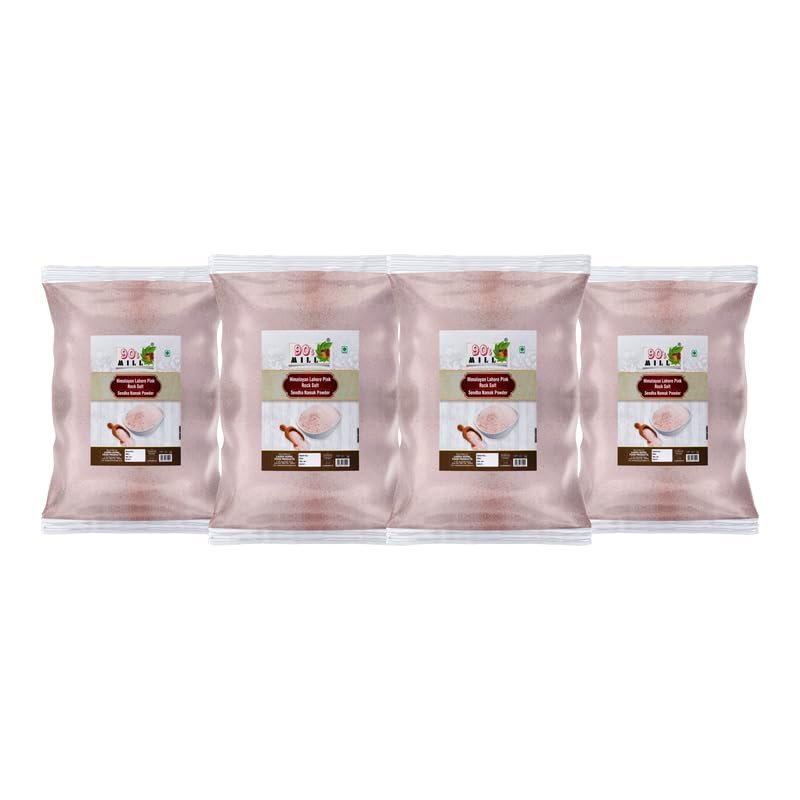 90's MILL Himalayan Pink Rock Salt Powder | Natural Rock Salt Powder | Additive-Free, Gourmet Grade, Signature Quality | Premium Sendha Namak-100GM*4Pack
