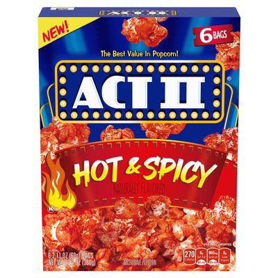 Act II Hot and Spicy Flavor Microwave Popcorn, 12.7 oz., 6 Count Bags
