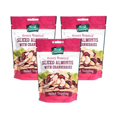Fresh Gourmet Honey Roasted Sliced Almonds & Cranberries (3.5 Ounce (Pack of 3))