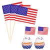 100 PCS American Flag Cupcake Toppers Mini 4th of July American Toothpick Flag Cupcake Picks Independence Day USA Patriotic Cake Decorations for American National Theme Birthday Party Supplies view 1