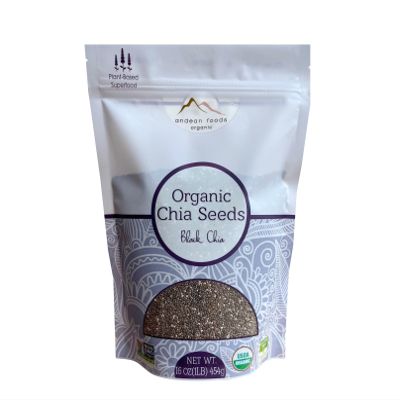 Andean Foods Organic Chia Seeds Premium Quality with Omega-3, Non-GMO, Gluten Free, Vegan, Good Source of Fiber 1 lb, 16 oz