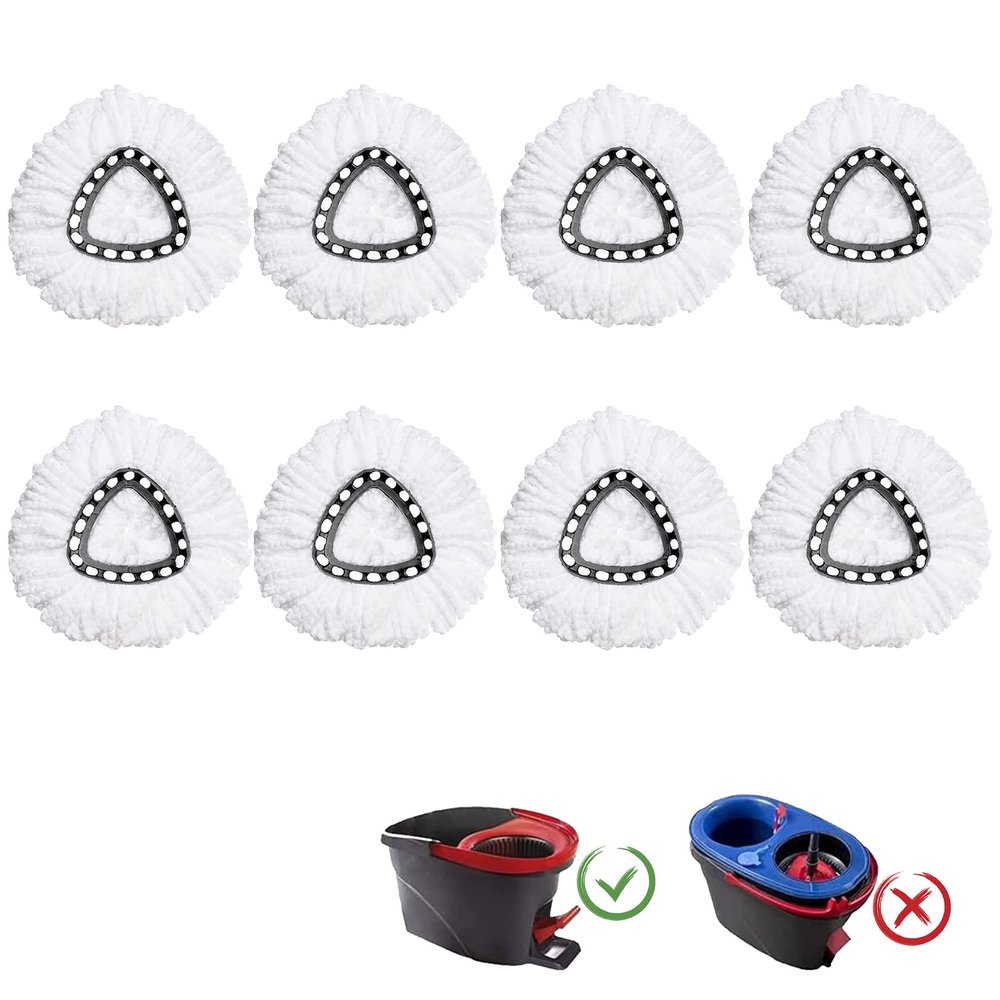 8 Pack Mop Heads Replacement Compatible with O-Ceda EasyWring Spin Mop, Microfiber Spin Mop Refill Easy Cleaning Mop Head Replacement for Floor Cleaning Deep Cleaning for Home Office