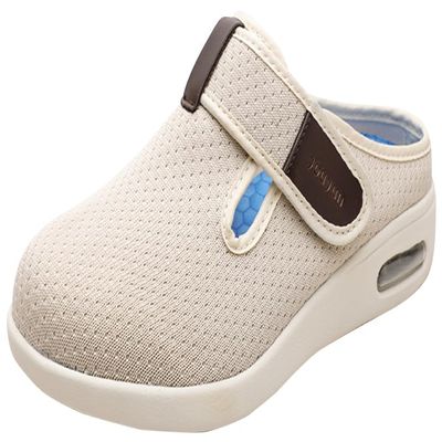 Womens Diabetic Shoes Wide Width Elderly Summer Walking Sandals Adjustable Strap Breathable Air Cushion Slippers for Plantar Fasciitis Bunions Swollen Feet (8, Beige)
