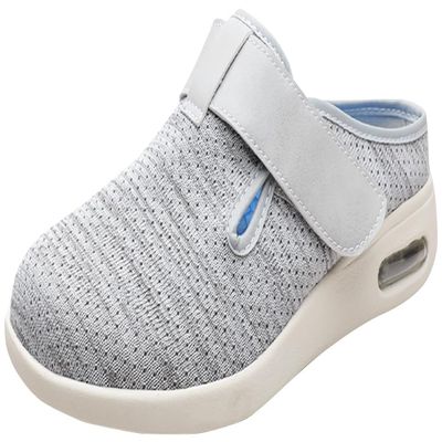 Womens Diabetic Shoes Wide Width Elderly Summer Walking Sandals Adjustable Strap Breathable Air Cushion Slippers for Plantar Fasciitis Bunions Swollen Feet (10, Pale Grey)