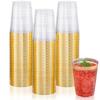 DaYammi 200 Pack Gold Plastic Cups 10 Oz Clear Cup Gold Rimmed Disposable Wine Glasses Fancy Disposable Party Cups Tumblers Drinking Cup Plastic Cocktail Glasses gold disposable cups for Party Wedding view 1