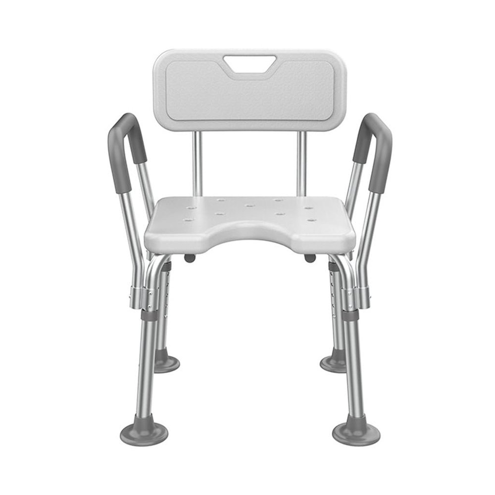 TemkIN Shower Chair for Inside Shower, Shower Seat with Backrest and Armrest, 5 Speed Adjustable Bath Chairs, Bathroom Bench Waterproof Anti Slip (Color : White, Size : 56 * 73~83cm)
