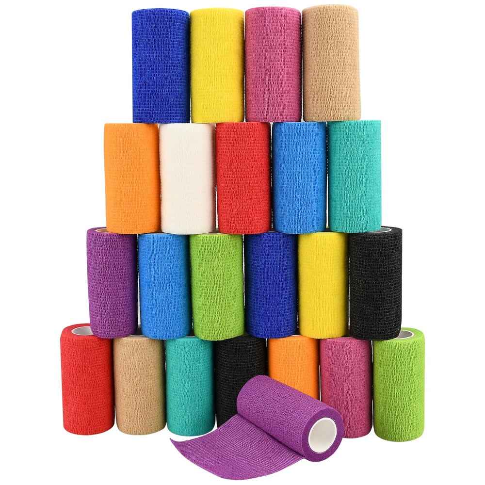24pcs Self Adhesive Bandage Wraps, 4in 5 Yards, Multicolor