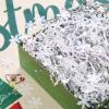 PAPER FAIR 1LB Metallic Silver Diamond White Crinkle Cut Paper Shred Filler w/Snowflake Confetti, Christmas Gift Wrap Packaging Strand, Craft Bedding Cushion, Birthday Box Basket view 2