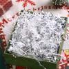 PAPER FAIR 1LB Metallic Silver Diamond White Crinkle Cut Paper Shred Filler w/Snowflake Confetti, Christmas Gift Wrap Packaging Strand, Craft Bedding Cushion, Birthday Box Basket view 3