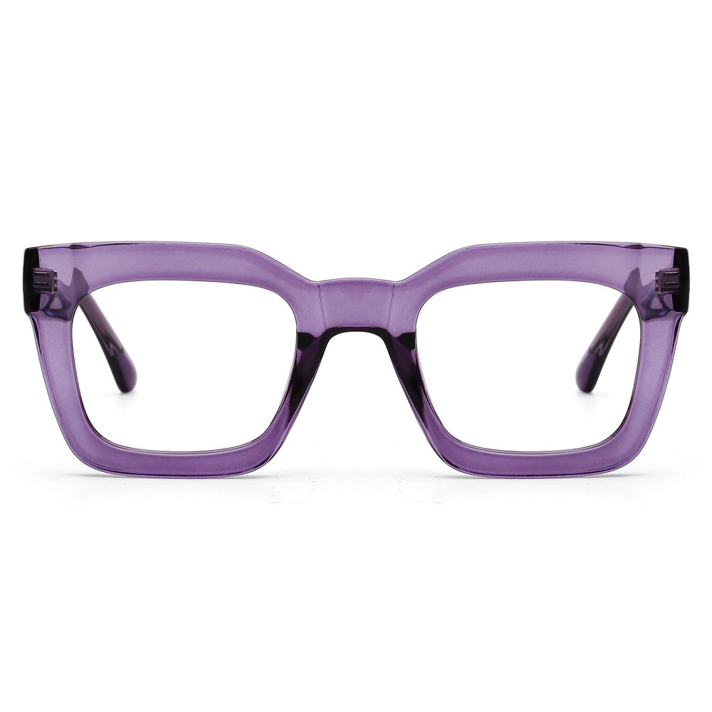 AQWANO Reading Glasses Women Square Computer Readers Stylish Designer Blue Light Block Anti Glare UV Ray Filter Eyeglasses, Purple 1.0