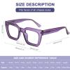 AQWANO Reading Glasses Women Square Computer Readers Stylish Designer Blue Light Block Anti Glare UV Ray Filter Eyeglasses, Purple 1.0 view 2