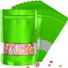 7.1"x10.2" 1 Quart 120pcs Mylar Bags for Food Storage,Smell Proof Bag with Matte Window Resealable Food Storage Bags for Small Business, Stand-up Foil Pouch Packaging Freeze Dried Candy BagGreen view 1