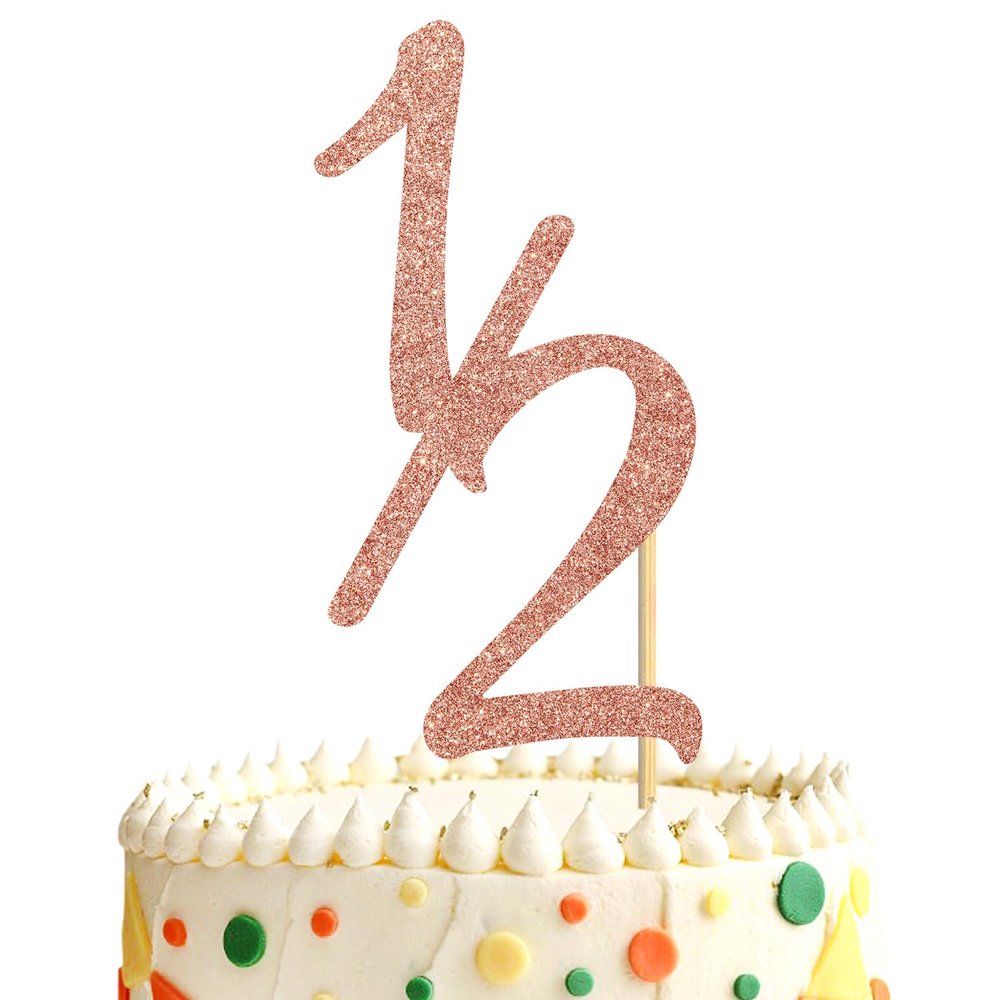 1/2 Half Birthday Cake Topper, Happy 6 Months Birthday Cake Decor, 1/2 Way To One, Baby's Half Year Birhtday Party Decorations Supplies, Rose Gold Glitter