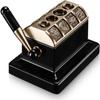 Cigar Cutter Stainless Steel Quad Tabletop Cigar Cutter, Brushed Finish, Stainless Steel V Carved Desktop Cigar Cutter for Cigar Cutting (Bronze) view 1