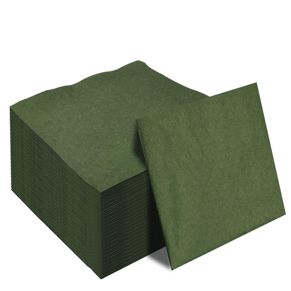 50 Pieces 3-ply Green Napkin Disposable Cocktail Napkins Beverage Napkins Dessert Napkins Paper Napkins for Wedding Birthday Party Paper Dinner Napkins