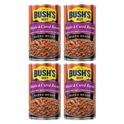 BUSH'S BEST Canned Maple and Cured Bacon Baked Beans, 28Oz (Pack of 4)