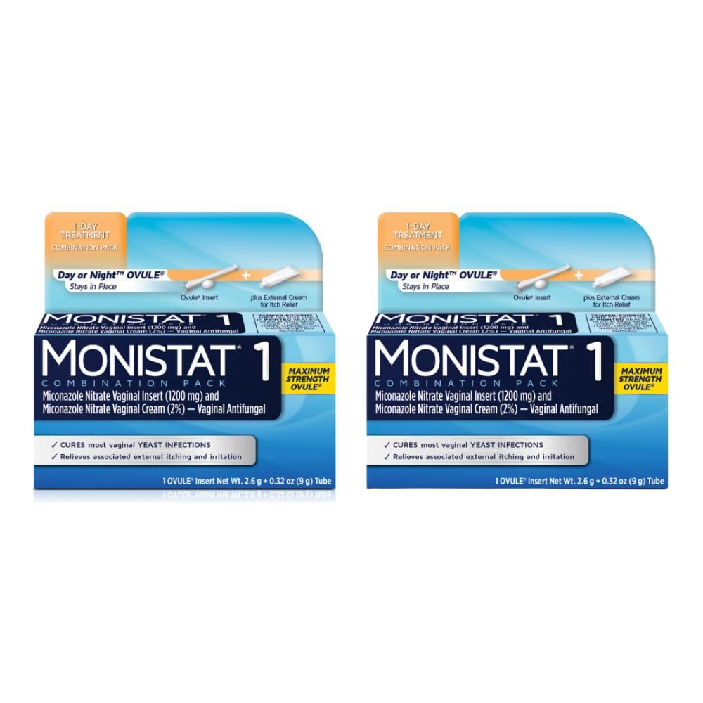 Monistat 1-Dose Treatment, 1 Ovule Insert & External Cream (Pack of 2)