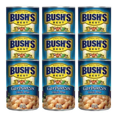 BUSH'S BEST Garbanzos Chick Peas, 16oz (Pack of 9)