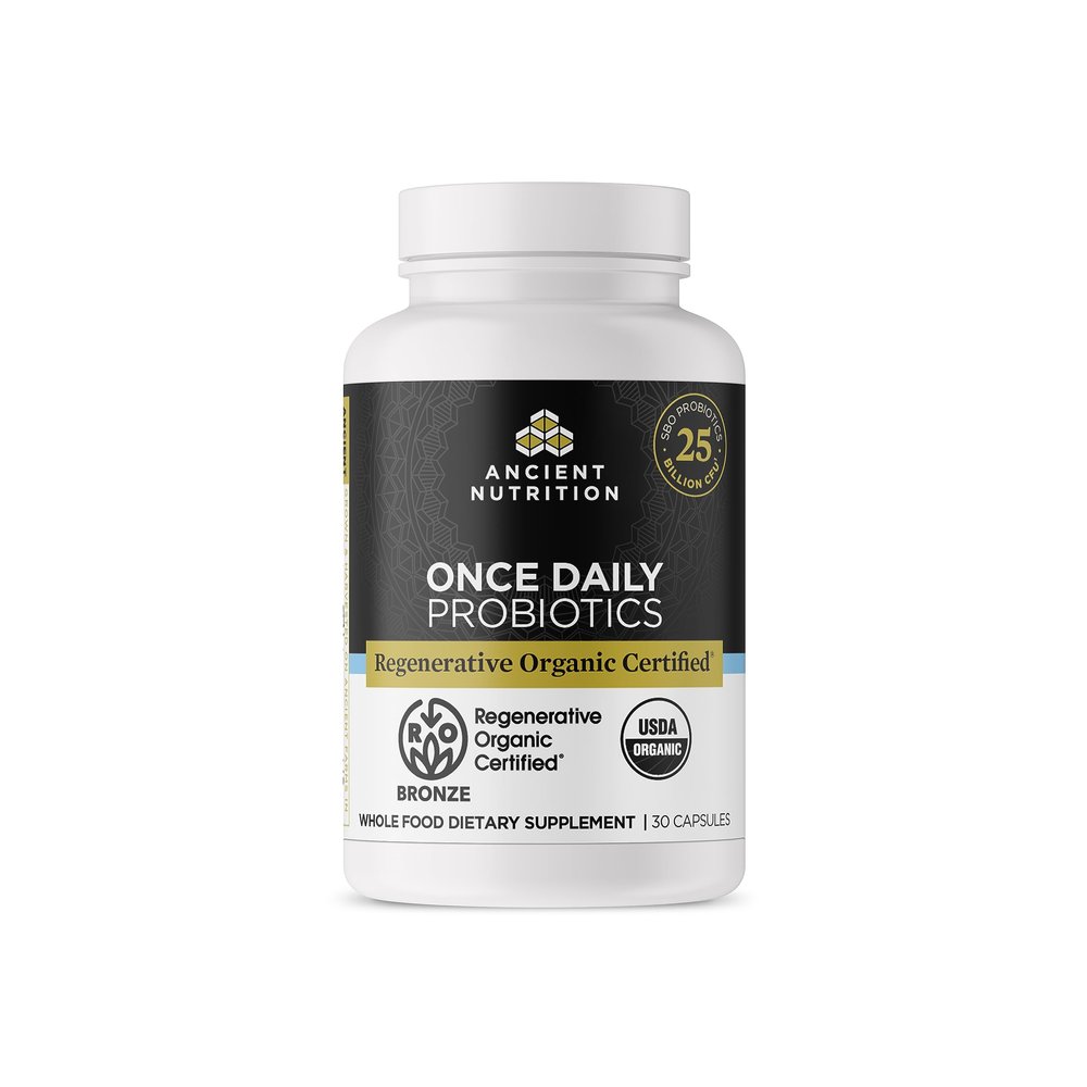 Ancient Nutrition Regenerative Organic Certified Probiotics, Daily Probiotics Once Daily, Healthy Digestion and Immune System Function Support, 25 Billion CFUs* Per Serving, 30 Count