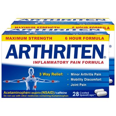 Arthriten Inflammatory Pain Formula - Maximum Strength - 6 Hour Formula - 28 Caplets (Pack of 2)