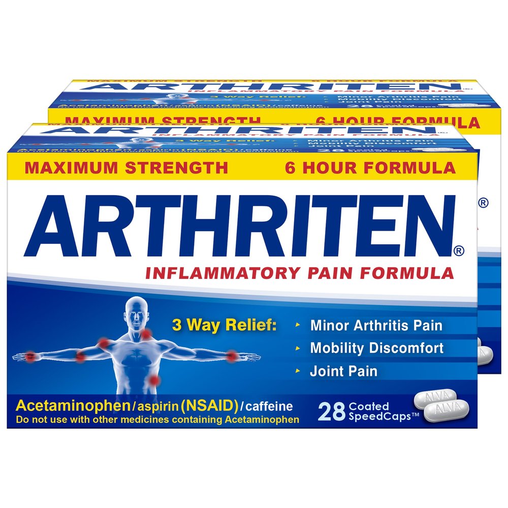 Arthriten Inflammatory Pain Formula - Maximum Strength - 6 Hour Formula - 28 Caplets (Pack of 2)