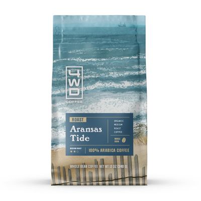 4wdCoffee Aransas Tide Organic Coffee - Whole Bean - Medium Roast - 12 oz Bag - Freshly Roasted in Texas - Coastal Inspired Flavor