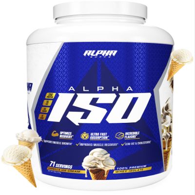 Alpha Supps ISO, Low Carb 100% Whey Protein Isolate Powder, 25 Grams Per Serving, Helps Support Muscle Growth, Low Sugar and Gluten Free (Vanilla Ice Cream, 5 lb)