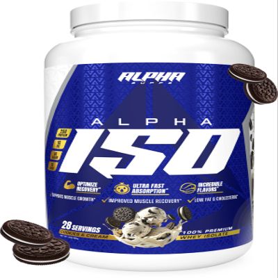Alpha Supps ISO, Low Carb 100% Whey Protein Isolate Powder, 25 Grams Per Serving, Helps Support Muscle Growth, Low Sugar and Gluten Free (Cookies & Cream, 2 lb)