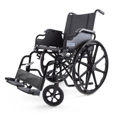 GAESCA 18 Inch Wide Lightweight Wheelchair for Adults, Swing-Back Flip-up Desk-Length Arms, Removable Footrests, 250 Lbs Weight Capacity, Back Pocket, Steel Frame, Black