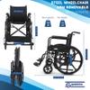 GAESCA 18 Inch Wide Lightweight Wheelchair for Adults, Swing-Back Flip-up Desk-Length Arms, Removable Footrests, 250 Lbs Weight Capacity, Back Pocket, Steel Frame, Black view 2