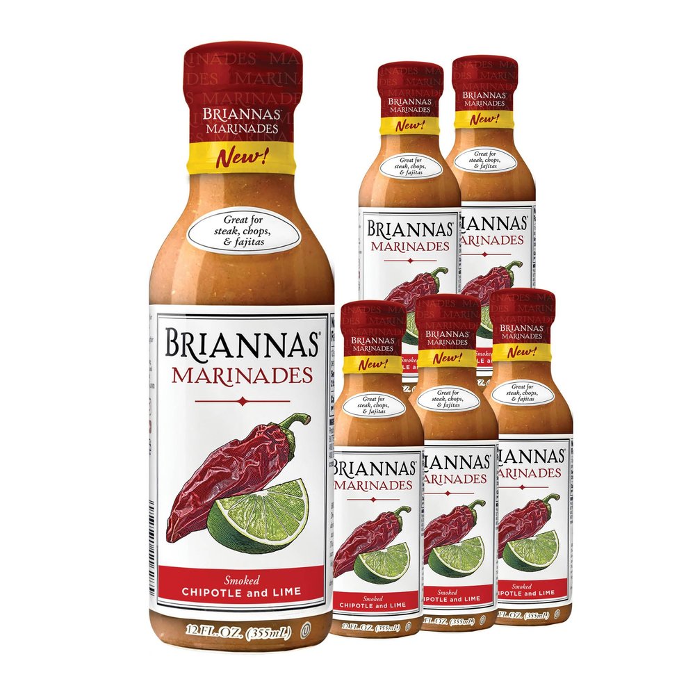 BRIANNAS - Smoked Chipotle and Lime Marinade - Small Batch, Gluten Free, Vegan Marinade made with Premium Ingredients - 12 oz. Bottles - 6 Pack
