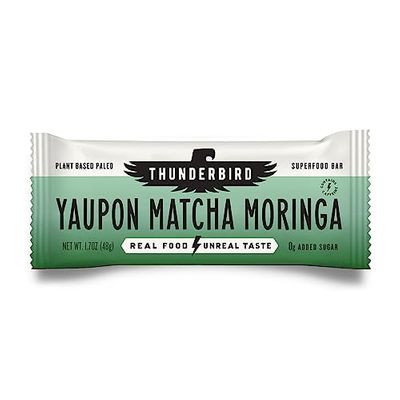 Thunderbird Bars Energy Snack, Gluten-Free with Protein, Healthy Real Food, Vegan Paleo Non-GMO, No Added Sugar, Yaupon Matcha Moringa Flavor (12 Count, 1.7 oz. Bars)