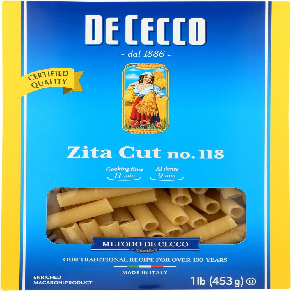 De Cecco Zita Cut Pasta, High In Protein, 16 Ounces (Pack Of 12)