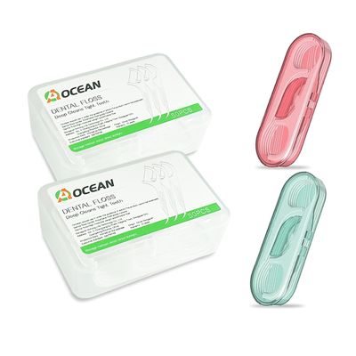 AOCEAN Dental Floss Picks - Travel Floss with Toothpicks - Professional Threader Flossers with 2 Boxes & 2 Cases - Ideal for Family Hotel and High-Toughness Travel (120 Pcs)