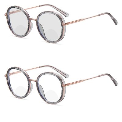 laureles 2023 Fashion Round Bifocal Readers Women Photochromic Bifocal Reading Glasses Men Transition Eyewear (Grey, 2.25, multiplier_x)